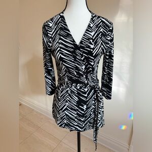 Banana Republic Black and White Wrap Blouse